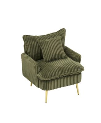 Streamdale Green Corduroy Accent Chair - Apartment, Office, Living Room