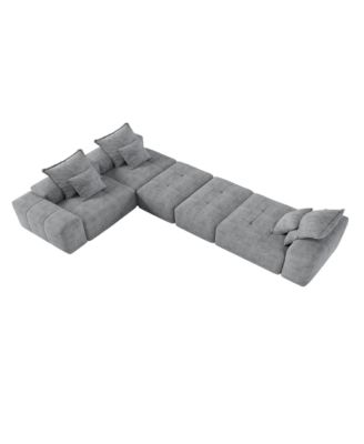 Streamdale Modern Chenille Sectional Sofa with Pillows