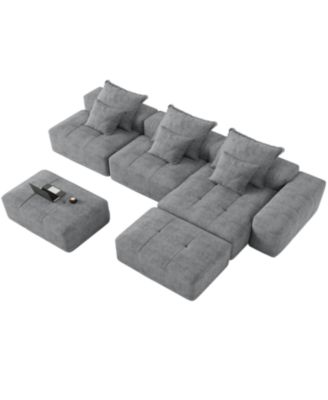 Streamdale Modern Chenille Sectional Sofa with Pillows