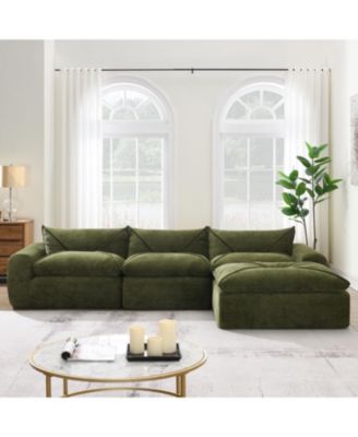 116" Fully Compressed Sofa, High Density Foam, No Assembly, Chenille
