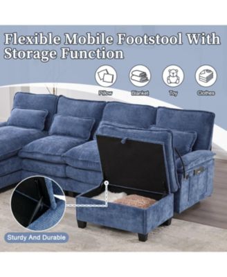 Streamdale 106" U-Shape Sectional Sofa Cloud Couch, Chenille, Ottoman & Pillows