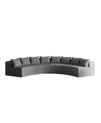 Corduroy Curved Sectional Sofa with 8 Pillows (4 Modules)