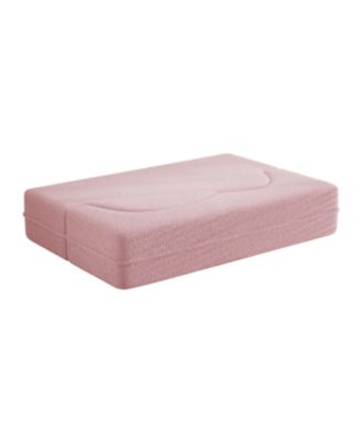 Streamdale Pink Teddy Fabric Convertible Floor Sofa Bed