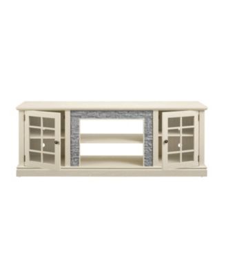 70" Modern TV Stand, Faux Stone Media Console, White