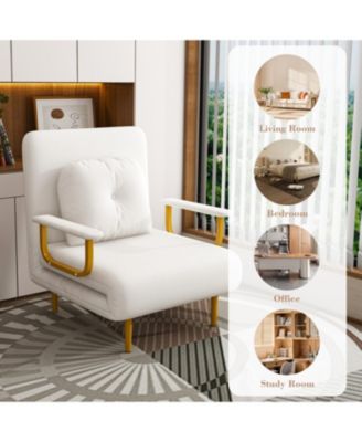 Folding Sofa Bed 3-in-1 Convertible Chair - Adjustable Backrest (White)