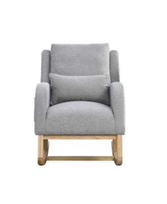 27.5" Modern Accent Rocker Armchair with Lumbar Pillow & Pockets