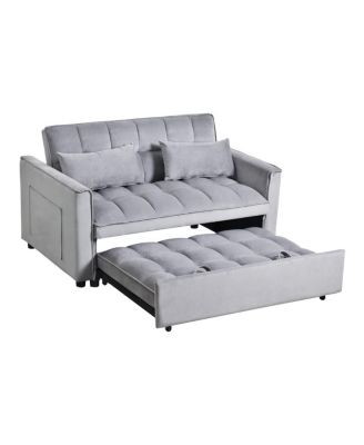 3-in-1 Pull-Out Sleeper Sofa Bed, Convertible Velvet Loveseat with Adjustable Backrest-Maison Boucle