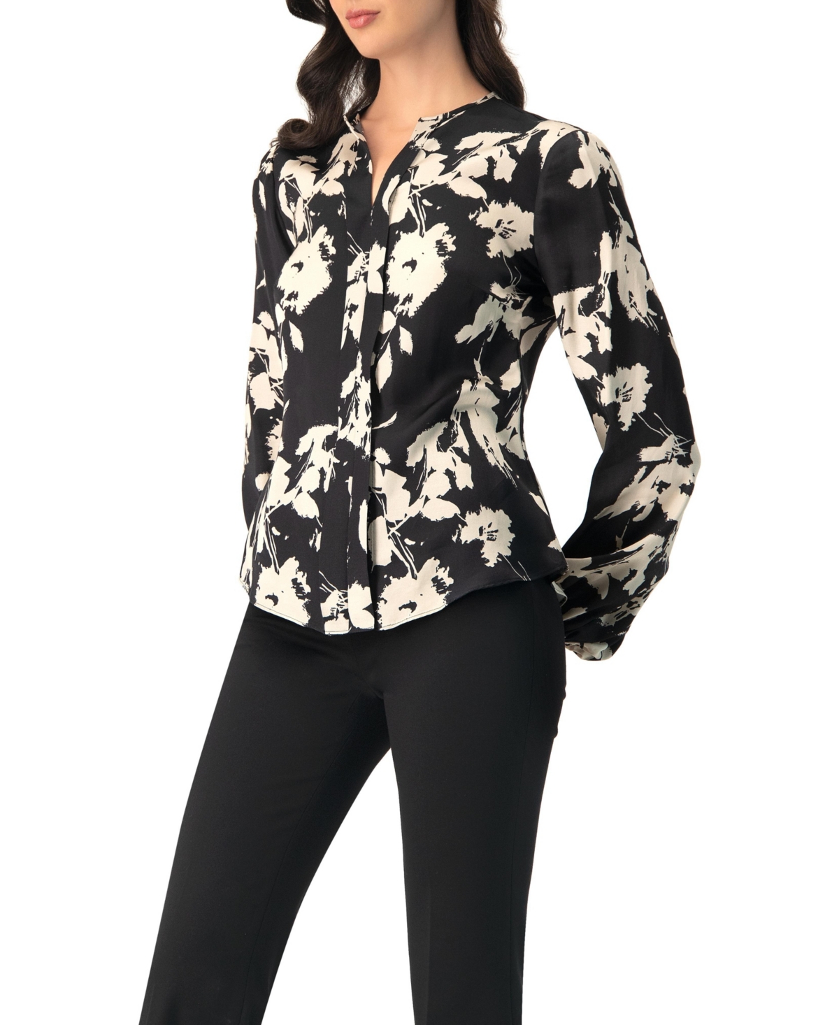 Ivonne Women's Double front Placket Satin Shirt