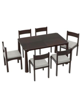 | 7-Piece | Wood & Upholstered | Espresso Finish | Dining Set (Table & 6 Chairs)