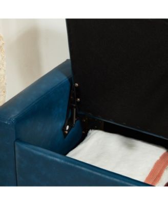 48" Storage Ottoman Bench - Tufted Faux Leather PU Blue