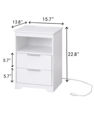 Nightstand with Charging Station & 2 Drawers