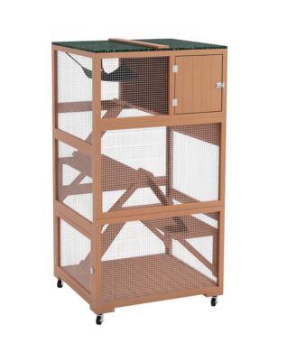 Catio, Outdoor Cat Enclosure House on Wheels with Hammock,
