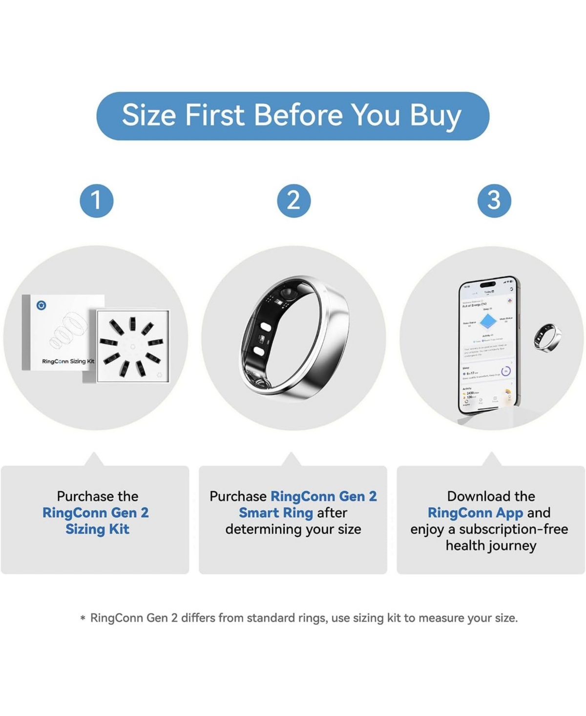 RingConn Sizing Kit 5009 Fitness Trackers