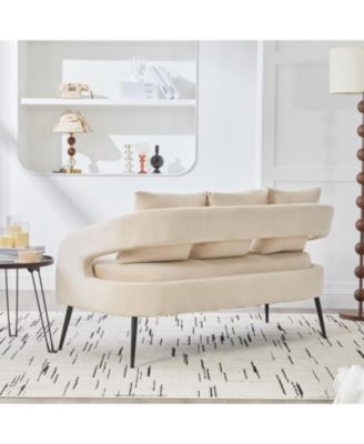 Velvet Loveseat Settee with Pillows