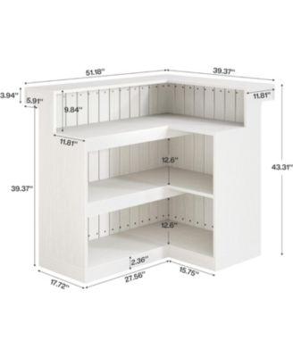 L-Shaped Home Bar Unit, 4 Storage Shelves