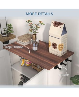 Dog Feeding Station w/ Raised Dog Bowls, Adjustable Panel