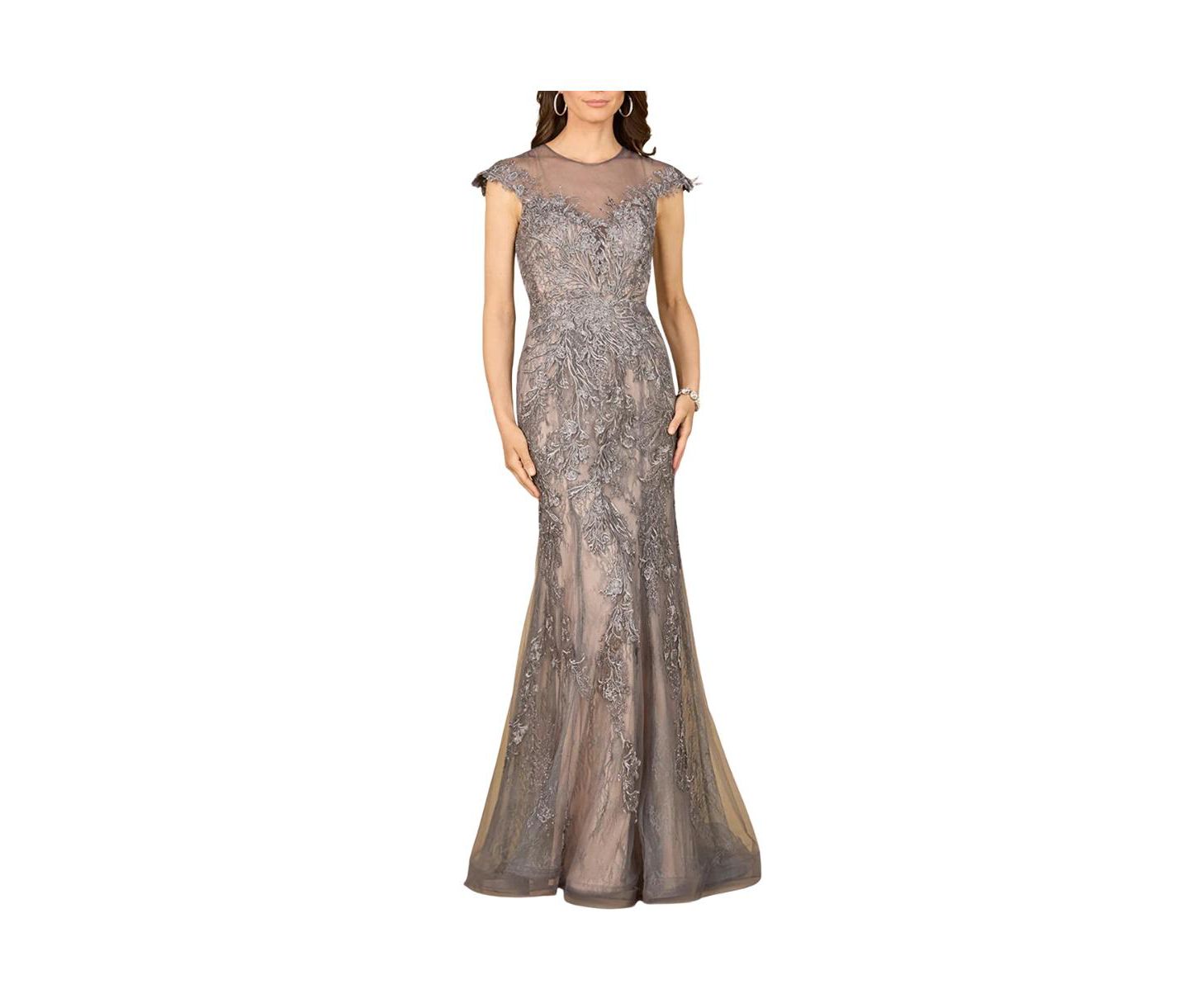 Женская кепка Lara Sheath Lace Gown with Cap Sleeves, цвет: Угольный — фото 3