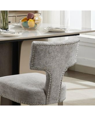 Set of 2 Mid Century Modern Chenille Dining Chairs