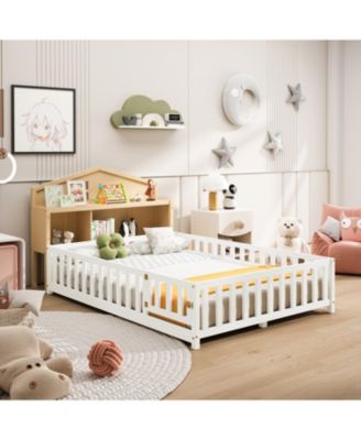 Streamdale Headboard Storage Cabinet for Full-size Montessori Floor Bed Natural,Freely collocation