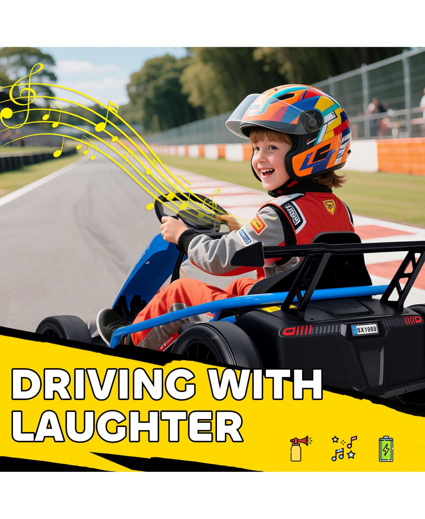 Детская игрушка Qaba 24V 8.1 Mph PP/Metal Dual-Motor Drift Electric Go-Kart, Supports Up to 154 Lbs., от 8 лет, цвет: Синий — фото 7