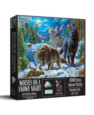Wolves on a Snowy Night 1000 piece Jigsaw Puzzle for Adults