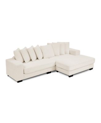 Corduroy Tufted Sleeper Sectional Sofa, L-Shaped Modular Convertible