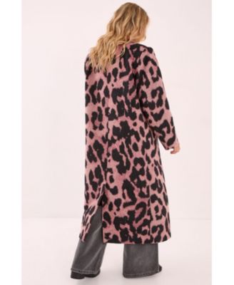 Women's Leopard Wool Blend Tailored Coat
