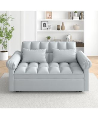 Loveseats Sofa Bed with Pull-out Bed, Adjsutable Back-Light grey