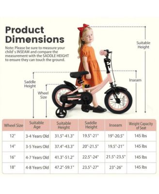 Kids Training Bike with Adjustable Seat Dual Brake System and Rubber Tires
