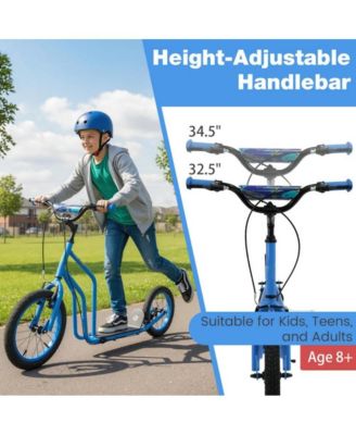 Youth Scooter with Adjustable Handlebar and Inflatable Wheels