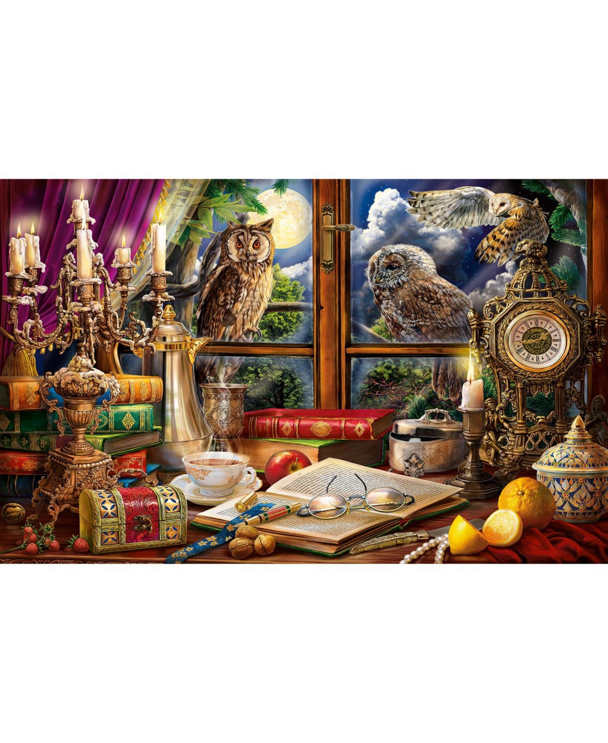 SunsOut Evening with Owls 550 piece Jigsaw Puzzle for Adults