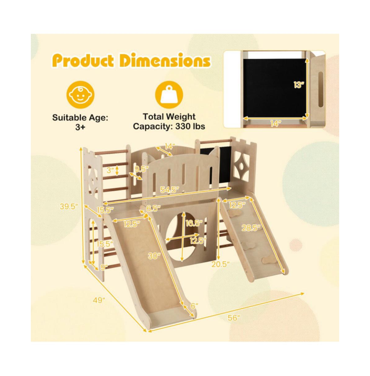 Hongge 8 in 1 Toddler Wooden Indoor Playground with Climber