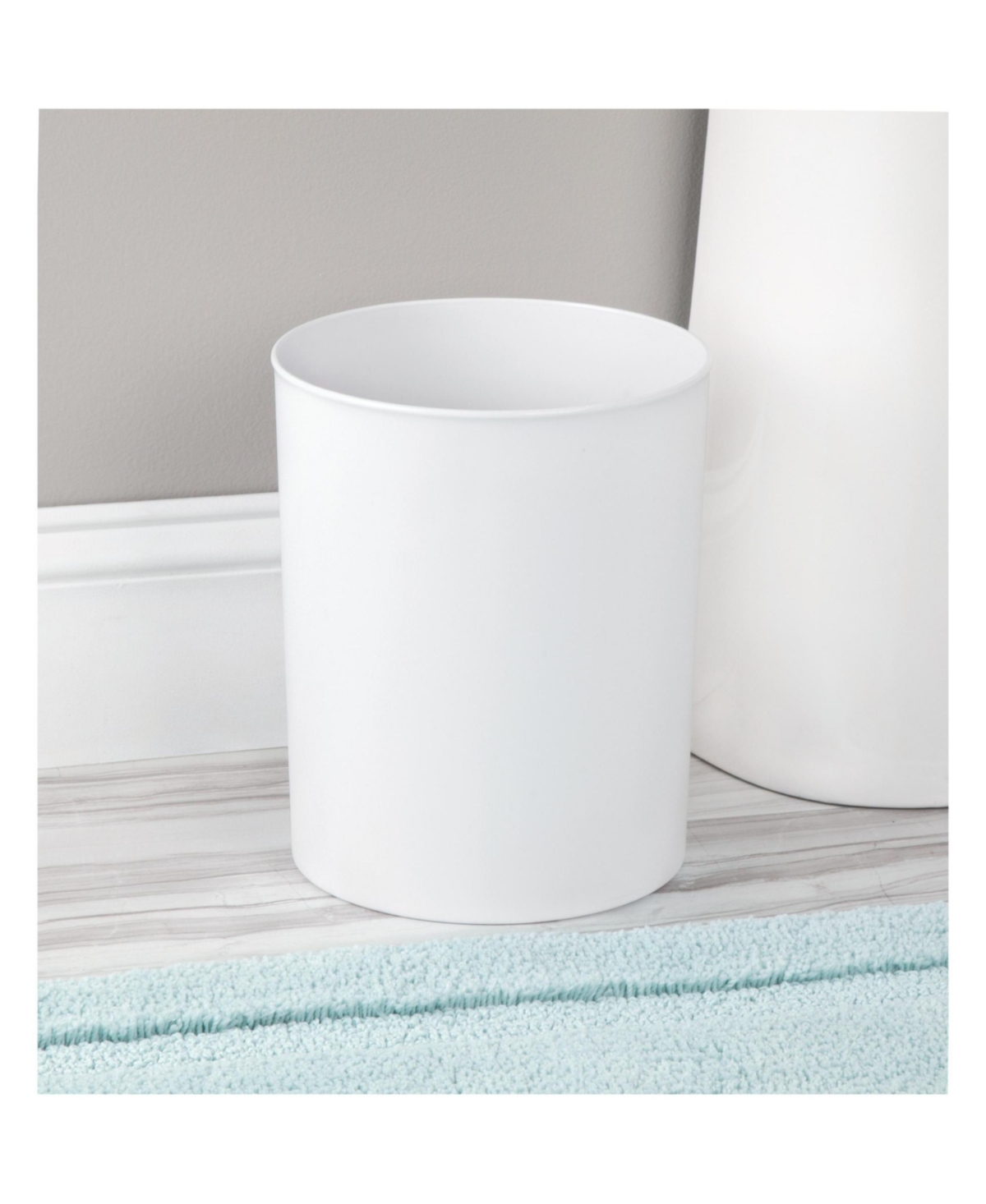 iDesign Small Round Plastic Bathroom Trash Can