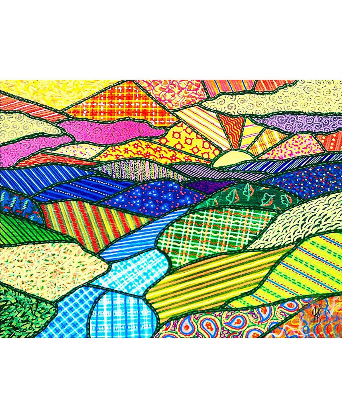 SunsOut Quilted Appalachian Sunset 500 piece Jigsaw Puzzle for Adults