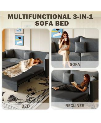 81.9'' Velvet Pull Out Sleeper Sofa Bed, 3-in-1 Convertible King Couch with Pillows, Modern Sofa for Living Room-Maison Boucle