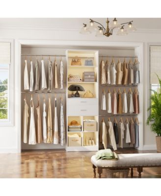 4-8 FT Walk-in Adjustable Closet Organizer System with 2 Drawers and 5 Rods, Fits 60-96'' Closets