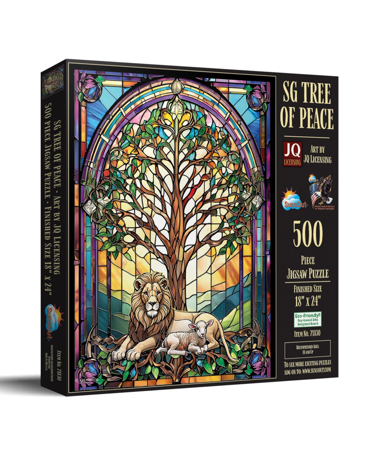 SunsOut Tree of Peace Stained Glass 500 piece Jigsaw Puzzle for Adults