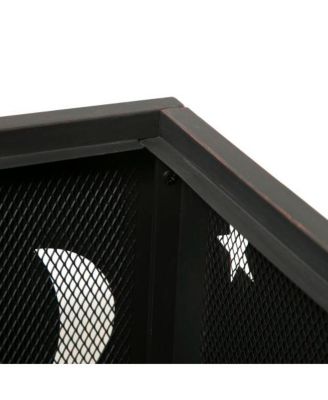 26 in Outdoor Square Wood-Burning Fire Pit Table with Grill and Poker  Large Burning Space Fireplace for Picnic Bonfires