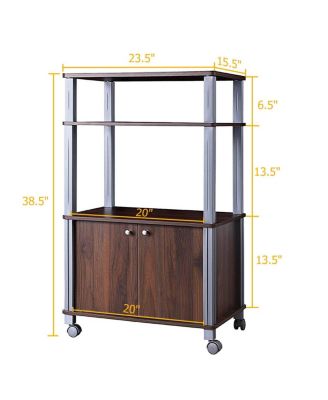 Multifunctional Rolling Kitchen Baker s Rack with 2-Tier Shelf and Cabinet