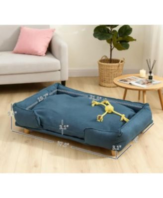 Dark Blue Pine Leg Elevated Cat Sofa with Cushion