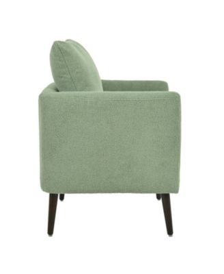 Teddy Fabric Barrel Chair with Solid Wood Legs (Green)