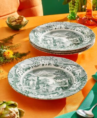 Heritage Green Italian Soup Plates, Set of 4