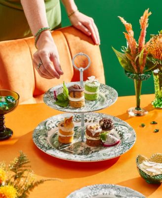 Heritage Green Italian 2-Tier Cake Stand