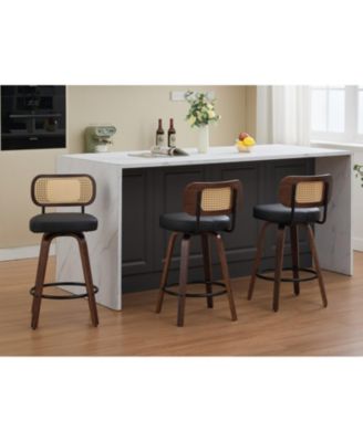 Rattan Counter Height Swivel Bar Stools (Set of 3)