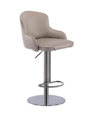 Black Titanium Leather Bar Stool Swivel Adjustable Height (Grey)