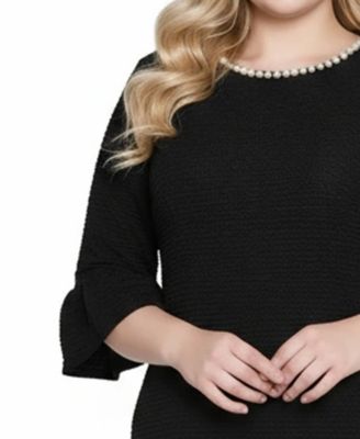 Plus Size Crew Neck 3/4-Sleeve Dress