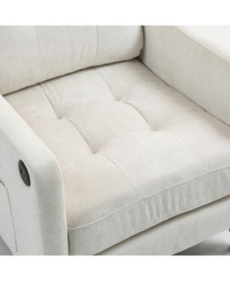 Accent Chenille Chair w/ USB Ergonomic Back Retro Legs