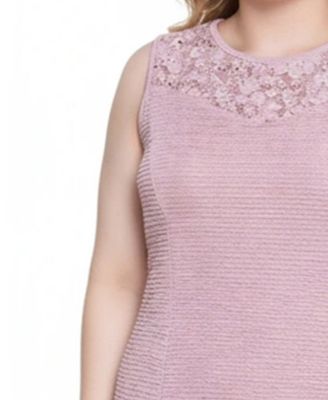 Plus Size Size Two Piece Novelty Knit and Lace Dress Set