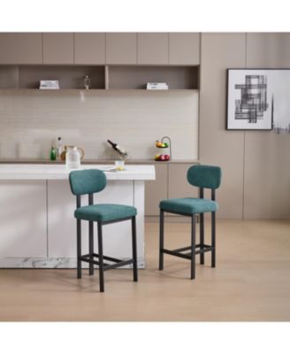 Upholstered Counter Height Bar Stools - Set of 2
