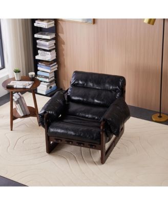  Medieval Modern Leather Lounge Chair - Antique Black